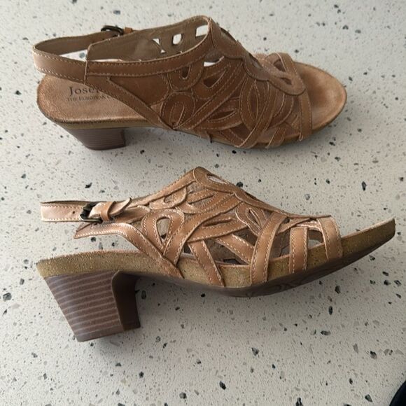 Josef Seibel Women's Ruth Tan Leather Cut Out Open Toe Comfy Sandals Size 40 EUC - Picture 11 of 12